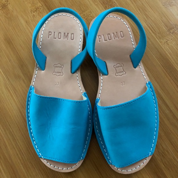 Plomo Spain Aqua Suede Sandals Flats Euro 37 US 7 - Picture 2 of 7